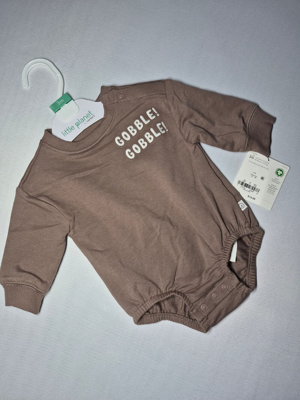 Little Planet Organic Cotton "Gobble! Gobble!" Baby Romper Thanksgiving Outfit